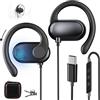 AIAUXAI Open Ear Cuffie USB C Sport Gancio Regolabile Microfono e Controllo Volume Cuffie con Filo per Samsung Galaxy S26 Ultra S25 S24 S23 A56 A16 A17, Auricolari per iPhone 17 16 15 per Pixel 10 9 8 Nero
