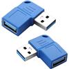 SinLoon Adattatore angolare USB 3.0, confezione da 2 pezzi da maschio a destra e sinistra a 90 gradi su presa adattatore, trasferimento dati 5 Gbps, ricarica compatibile per PC, laptop, chiavetta USB