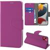 N NEWTOP Cover Compatibile con Apple iPhone 13 Mini, HQ Lateral Custodia Libro Flip Chiusura Magnetica Portafoglio Simil Pelle Stand (Fucsia)