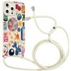 Kueqeay Custodia con Cordino per iPhone 13 Pro Max 6,7 Morbido TPU Bumper Cover del Modello Carino Bianco con Laccio Collana Silicone Antiurto Protettivo Case Regolabile Cellulare Girocollo, 11