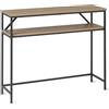 Amazon Basics - Consolle Rettangolare con Ripiano Portaoggetti, Struttura in Acciaio, 30cm (P) x 100cm (L) x 80cm (A), Finitura in Rovere