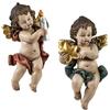 DRW Set di 2 angioletti da appendere con candela e stella in resina dipinti a mano, 5 x 5 x 15 cm