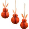 Dekohelden24 Set di 3 ganci decorativi Honeycomb, coniglietto pasquale in carta velina, arancione, magnetico, contenuto della confezione: 3 pezzi, 6 x 6 x 10 cm (lunghezza x larghezza x altezza)