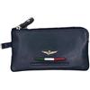 Aeronautica Militare Portachiavi Uomo in Vera Pelle - art. AM-155 Blu con zip e 2 anelli - cm. 12,3x7x1.
