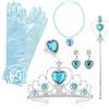KarneLux Set da principessa, 8 pezzi, per costume da regina di ghiaccio - Accessori per ragazze con corona, bacchetta magica, guanti e gioielli per compleanno, carnevale e carnevale