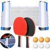 flintronic Set di Racchette da Ping Pong, Ping Pong Set da Tavolo Portatile, con Rete da Ping Pong Retrattile, 2 Racchette da Ping Pong, 6 Palline, 1 Borsa in Rete, per Bambini, Famiglie (Blu)