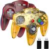 miadore 2 PCS Controller wireless N64 per Switch 1 2/Switch Lite/OLED, ricevitore USB da 2,4 GHz, plug and play, controller joystick per Windows PC/MAC IOS/Raspberry pi (Rosso/Giallo trasparente)