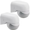 Greluma 2 pz IP44 dentro fuori impermeabilità sensore di movimento a infrarossi PIR, campo di rilevamento fino a 12m a 180°, AC 220-240V alloggiamento bianco