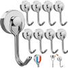 Nadinsta 8 Pezzi Ganci Magnetici, 8KG/17.6LBS Magnete Con Ganci, Neodimio Calamite Gancio Magnetico per Frigorifero, Ruotabile Potenti Neodimio Calamite Gancio per Cucina, Magazzino, Esterno