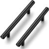 Ravinte Maniglie per mobili da cucina, 5 pezzi, colore nero, per mobili da cucina, 102 mm, centro forato, maniglie per armadi, in acciaio inox