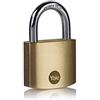 Yale Lucchetto in ottone Y110B/40 40 mm: corpo robusto con doppia chiusura cilindro a 5 perni e arco in acciaio temprato testato EN12320 per la protezione sicura di armadietti e cassette