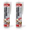 Fischer Sigillante Multiuso Acrilico Sa 310, Ottimo Per Supporti Porosi, Muro, Legno, Cartongesso, Inodore, 9386, Bianco (Confezione da 2)