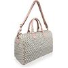 Quenchy London Borsa da viaggio da weekend - Borsa da viaggio di taglia media - Kit di allenamento ideale per donna - Bagaglio a mano in cabina QL216M, Beige Rosa Geo, Medium, Borsa da viaggio