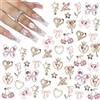 Lilbitty 24 pezzi ciondoli per unghie, lega Y2k, nail art, ciondoli di strass, cuore 3D, stella, fiocco con strass, gemme per unghie a forma di ciliegia, gioielli brillanti