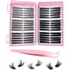 HUVZOR 600 pezzi Ciglia finte Cluster Lashes Kit,Kit ciglia per capelli fai da te com ciglia finte 30D-100D,Con le pinzette,Per principianti ragazze e donne