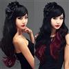IMISSU 26'' Parrucca per capelli lunghi naturali con frangetta Parrucche colorate per feste in costume di Halloween per le donne (Nero rosso)