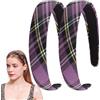 Aswewamt 2 accessori per capelli viola per ragazze, fascia in tessuto tartan da donna fasce per capelli rosse per donne ragazze