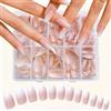 SSyang 240 Pezzi Unghie Finte Gradiente Bianco Rosa, Tip in Gel per Unghie, Gel Tips Unghie, Tip in Gel, Tips Unghie, 12 Specifiche, Scatola trasparente, per Nail Studios, Principianti Diy