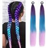 BOGCLEE 2 Pezzi Extension Capelli Bambina Colorati, Colori Kanekalon Treccine, Syntetiche Treccia Capelli Extension Colorate per Box Crochet Twist