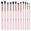 MSQ pennelli make up occhi 12 pezzi Pennelli per trucco occhi verde rosa ombretto professionale Sopracciglia Pennelli da trucco per ciglia, eyeliner e sfumatura
