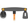 Fiskars Oneclick Pulitore per Grondaie, Accessorio con Raschietto e Spazzola, Cambio Senza Sforzo con Un Solo Clic, Angolo Regolabile, Nero/Arancione, 1080698