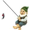 Design Toscano Garden Gnome Statue - Ziggy Pesca Gnome Sitter - Outdoor Garden Gnomes - Statue Divertente Prato Gnome