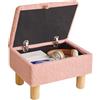 Aibiju Piccolo Poggiapiedi con Contenitore, Pouf Imbottito in Finta Pelliccia di Orsacchiotto, Poggiapiedi per Divano, Sgabello per Soggiorno e Camera da Letto, Rosa YD-JD136P