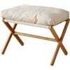 Sunicon Sgabello poggiapiedi imbottito pieghevole, poggiapiedi moderno multifunzionale Sgabello pieghevole con gamba a X Accento ottomano con morbido cuscino per sala trucco (Beige)