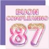 Stuff4 87° Biglietto Auguri Compleanno per Donne - Palloncini Glitter Rosa Viola - Cartoline di Buon Compleanno per 87 Anni Donna Figlia Sorella Zia, 145mm Ottantasette Compleanno