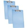 Acrimet Confezione da 3 Cartelline Formato Lettera A4 (34 x 24 cm) con Clip a Basso Profilo e Righelli Laterali, Plastica Resistente per Ufficio, Scuola, Uso Domestico - Colore Blu Trasparente