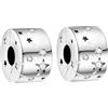 MGIUL Starry Sky Clip Stopper Charms 2pcs Pendant per Vracciali Collane Argento 925 Ciondoli Perline Gioielli Regalo per le Donne
