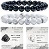 Bivei 2-Piece 8mm bracciale pietre naturali - Obsidiana Nera, Howlite - Bracciale elastico con perline donna, bracciale con pietre naturali fatto a mano per meditazione, yoga, protezione e regalo
