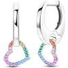 NARMO 925 Sterling Silver Hoop Orecchini per le Donne Colorato Cubic Zirconia Orecchini A Forma di Cuore Orecchini A Cerchio Minimalista Gioielli di Moda