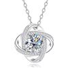 aomoso Collana da donna con fibbia intrecciata Moissanite, con certificato, in argento Sterling 925, colore D, qualità VVS1, a crimpatura delicata, lunghezza della catena 45 cm, per: festa/viaggio/matrimonio