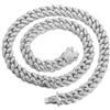 HALUKAKAH Catena d'oro per Uomo,Catena a Cubana da 13MM Iced out Finitura in Oro Bianco Platino Choker Collana 50cm,Pieno Cz Diamantate Punte Set,con Confezione GRGALO