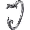 Kerraom Anello Bassotto Nero 925 Argento Regolabile，Bassotti Anello di Impilamento per Donne，Regalo di Natale Compleanno per Figlia Nipote Madre Nonna,Gioielli