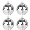 DUBUOZA Confezione da 4 palle da discoteca, palle a specchio da 10 cm, decorazioni a forma di palla da discoteca, adatte per alberi di Natale,decorazioni per la casa (argento)
