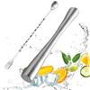 GYSRXS Pestello Cocktail Mojito 26CM Pestello e Cucchiaio da Cocktail in Acciaio Inox Ergonomic a Pestello Ghiaccio Adatto per Bar,Ristorante,Cucina(Argento)