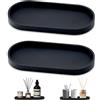 HMCEY 2 Pezzi Vassoio Bagno Portaoggetti 25 X 11 X 2 cm,Porta Profumi Vassoio Decorativo Silicone,Cosmetici Vassoios da Portata Ovale,Vassoios Toeletta,Decorative Tray,Piattino Bagno Lavabo-Nero