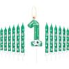mciskin Set di candele per compleanno di calcio, decorazione torta di calcio verde, decorazioni per feste di calcio per bambini di 1 anno
