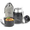 Milu Thermo per Alimenti 450 ml Contenitore Termico di Acciaio Inossidabile, Isotermico Sottovuoto per Cibi Caldi e Freddi (Black Leopard, 450ml)