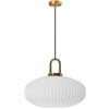 EKSED Lampada a sospensione in vetro bianco con rifinitura in bronzo dorato, moderna lampada a sospensione a sospensione retrò per comodino, tavolo da pranzo, isola della cucina (300 mm)