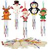 HBell Ghirlanda Natalizia in Legno, Decorazione Natalizia, Babbo Natale, Renna, Pupazzo di Neve, Pinguino, Elfo, Ghirlanda per Albero di Natale, Decorazione Appendibile, Bambini, Arte, Pittura