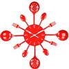 Timelike - Orologio da parete 40 cm in metallo, per cucina, motivo posate e utensili con cucchiaio forchetta, decorazione la casa moderna creativa, stile antico (rosso