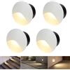 FWoche 4 Pezzi segnapasso led 3W 3000K Alu, Applique da Parete LED incasso per scale, 60mm IP44 luci scale con scatola da incasso illuminazione da parete, per Interno esterno giardino, guscio bianco