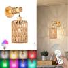TRUYOK Applique da Parete Interno E27 Lanterna di Bambù Retrò Dimmerabile RGB Lampada da Muro con Telecomando Vintage Boho USB Lampada da Parete a Batteria Senza Fili per Camera da Letto Scale Corridoio