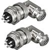 RUNCCI-YUN 2 pezzi GX16 5Pin Aviation Connettore,saldatura, 16 mm Metallo Pannello Montaggio Maschio Femmina Connettore (GX16 5Pin gomito 90 gradi)