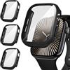 Suoman Diruite Suoman 3 Pezzi Custodia per Apple Watch Series 11/10 46mm Vetro Temperato Pellicola Protettiva,PC Rigido Case Protettiva Ultrasottil Cover,Nero&Nero&Nero,46mm