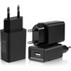 HOMTRAK 3 Pack Caricatore USB 5V/2A Parete, Adattatore Spina Universale Smartphone Tablet, Caricatore/Alimentatore USB Presa da Muro Compatibile con iPhone Samsung Xiaomi Huawei Kindle Switch - Nero