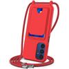 SLWYF Custodia per Samsung Galaxy A54 Cover con cordino regolabile, con porta carte, Silicone Antiurto TPU Regolabile Stylish custodia a tracolla, Rosso